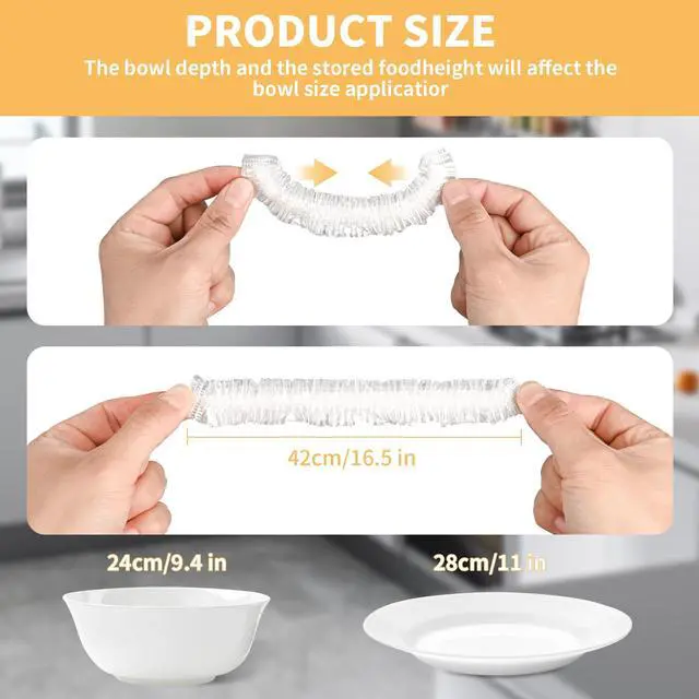 Alt view image 2 of 7 - 200 Bowl Covers for Bread Proofing,Elastic Large Plastic Wrap for Food | Stretch Food Covers,Keep Food Fresh,Reusable Shower Caps for Sourdough Bread,Baking Essential Supplies,Fits bowls up to 11"