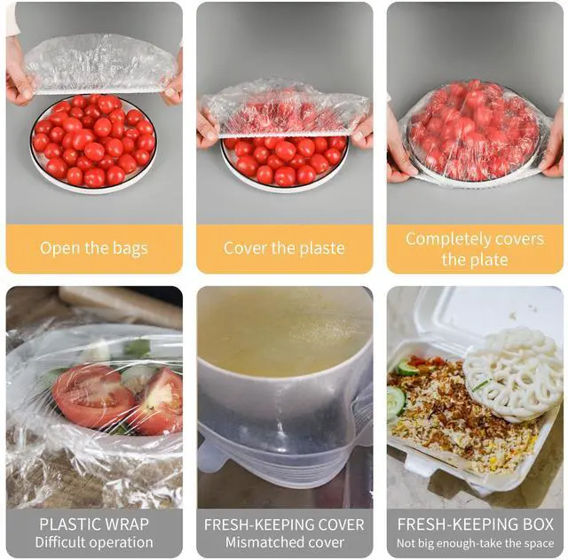 Alt view image 7 of 7 - 200 Bowl Covers for Bread Proofing,Elastic Large Plastic Wrap for Food | Stretch Food Covers,Keep Food Fresh,Reusable Shower Caps for Sourdough Bread,Baking Essential Supplies,Fits bowls up to 11"