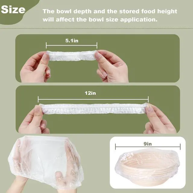 Alt view image 2 of 6 - 200 PCS Bowl Covers, Plastic Food Bowl Covers for Bread Proofing, Outside, Disposable Shower Caps for Sourdough Bread