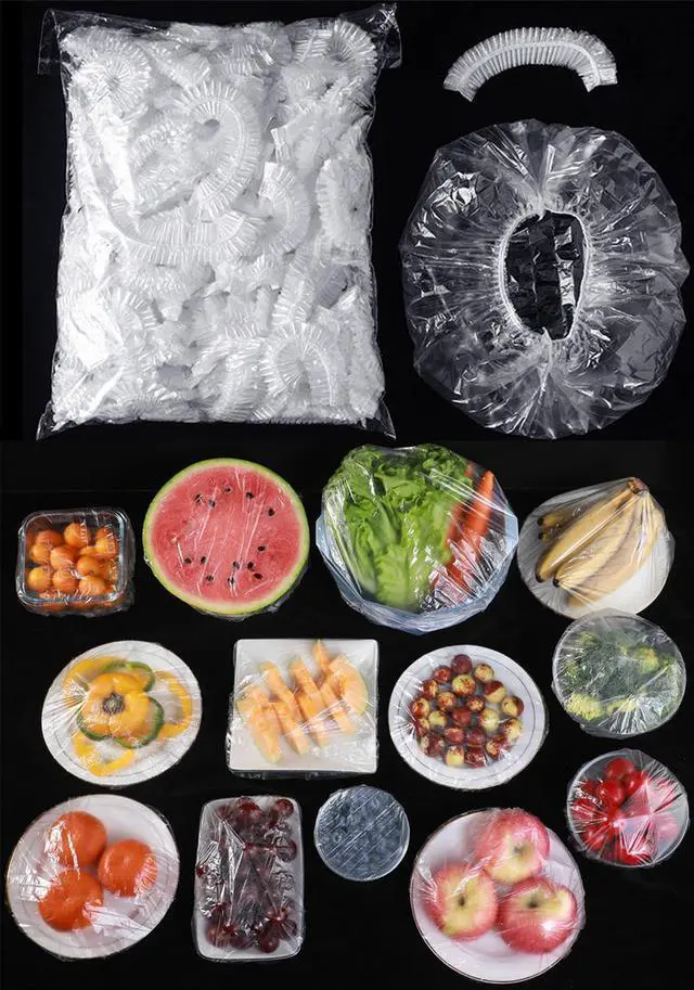 Main image of 300pcs Reusable Elastic Food Covers - Universal Stretchable Clear Adjustable Plastic Plate & Bowl Covers, Outdoor Fresh Keeping Bags, Kitchen Baking Picnic and Food Storage Bread Proofing Cover.