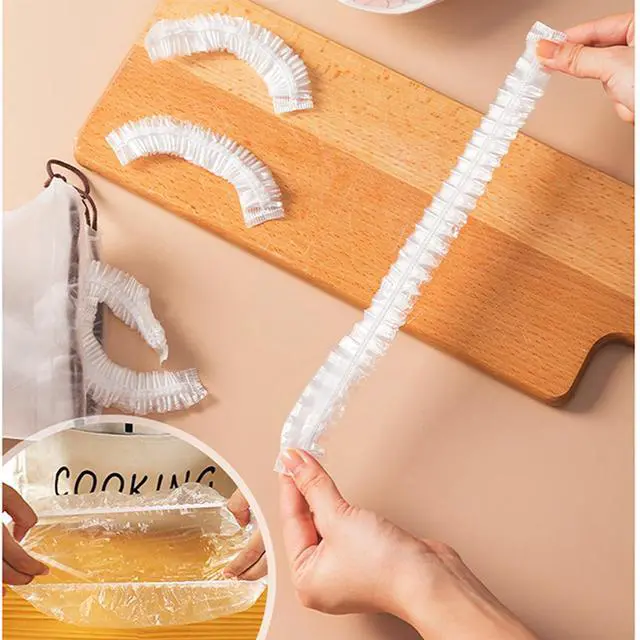 Alt view image 4 of 7 - 300pcs Reusable Elastic Food Covers - Universal Stretchable Clear Adjustable Plastic Plate & Bowl Covers, Outdoor Fresh Keeping Bags, Kitchen Baking Picnic and Food Storage Bread Proofing Cover.