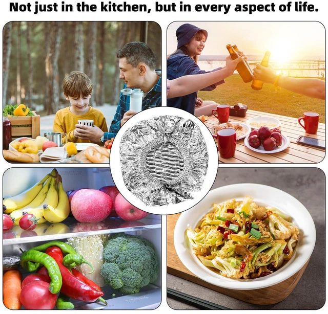 Alt view image 7 of 7 - 20pcs Reusable Aluminum Foil Food Covers20cm/7.87inch | Premium Pop Up Foil Food Covers Universal Kitchen Heat Shield Lids for Bowls Plates Storage Containers, Silver