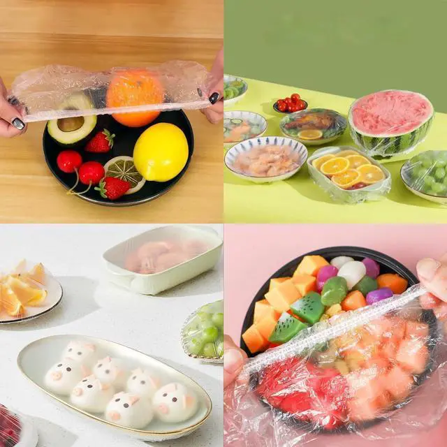 Alt view image 5 of 7 - 300PCS Elastic Food Covers Fresh Keeping Bags Disposable Stretchable Bowl Covers Universal Kitchen Wrap Seal Bags for Food Storage Bread Proofing and Outdoor Picnics, Adjustable Household Plastic Wrap