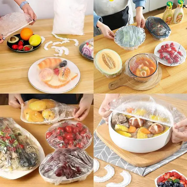 Alt view image 6 of 7 - 300PCS Elastic Food Covers Fresh Keeping Bags Disposable Stretchable Bowl Covers Universal Kitchen Wrap Seal Bags for Food Storage Bread Proofing and Outdoor Picnics, Adjustable Household Plastic Wrap