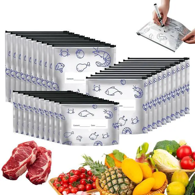Main image of 30Pcs Disposable Aluminum Foil Storage Bags, Stand-Up Zipper Pouches with Leakproof Seal for Meat, Veggies, Snacks, and Freezer Storage