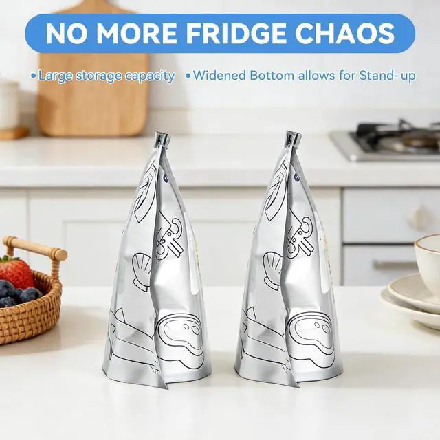 Alt view image 7 of 7 - 30Pcs Disposable Aluminum Foil Storage Bags, Stand-Up Zipper Pouches with Leakproof Seal for Meat, Veggies, Snacks, and Freezer Storage