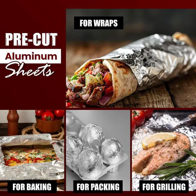 Alt view image 4 of 6 - 50 Packs Heavy Duty Insulated Aluminum Foil Sheets 14" x 10.3" Disposable Food Wraps for Sandwiches, Burritos, BBQ, Burgers, Hot & Cold Food