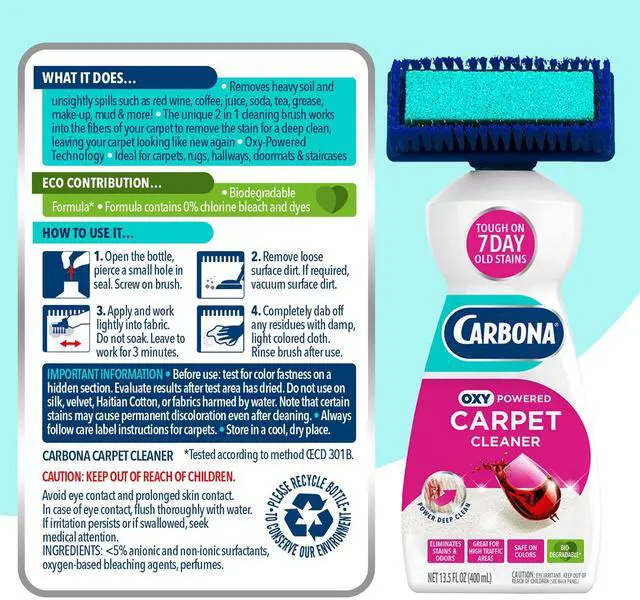 Alt view image 7 of 7 - 2-in-1 Oxy-Powered Carpet Cleaner (13.5 Fl Oz), Spot Cleaner with Dual Sponge & Bristle Applicator for Targeted Cleaning, Fast Formula