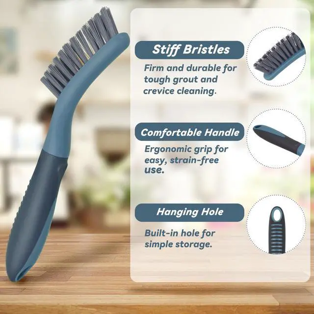 Alt view image 5 of 7 - 2 Packs Small Brushes for Cleaning, Stiff Bristle Grout Scrub Brushes for Kitchen, Bathroom, and Tile Floors, Ideal for Gaps, Crevices, and Window Tracks