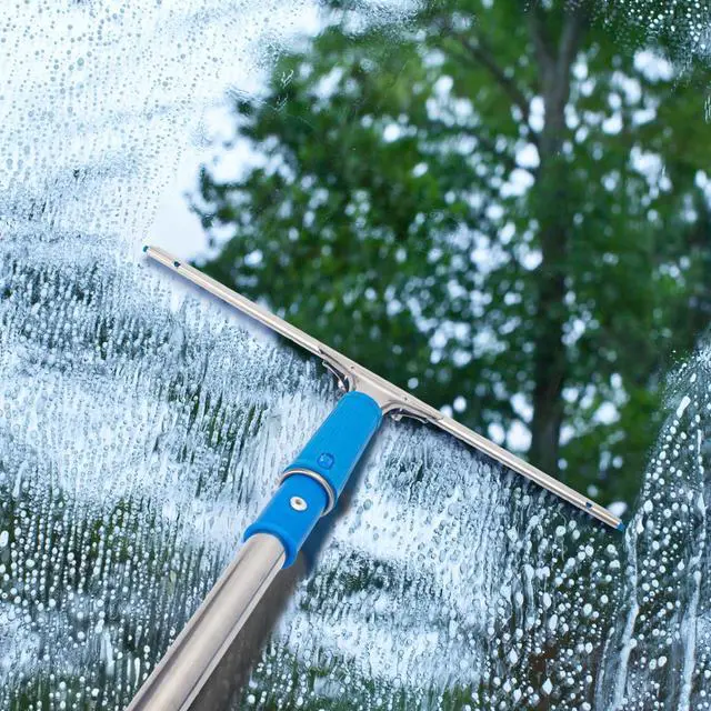 Alt view image 7 of 7 - Window Squeegee with Scrubber for Home and Outdoor Glasses Cleaning, 6 Ft Long Handle 2 in 1 Professional Window Washing Kit with Replacement Rubber Blade, Car Windshield Cleaner Tool