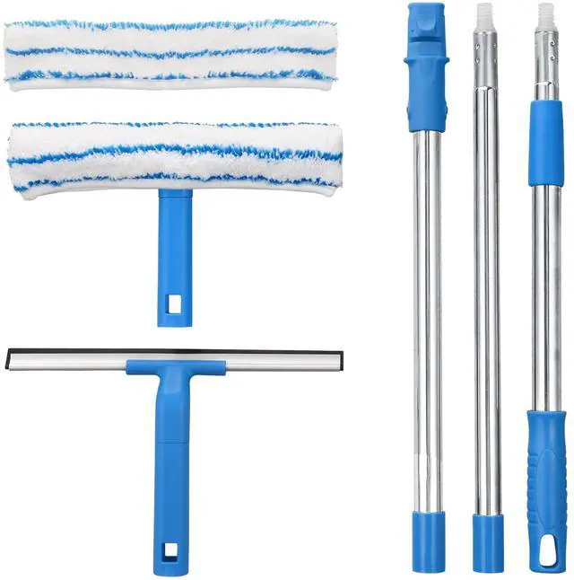 Main image of Window Cleaner with Long Handle(57IN), Glass Cleaning Tools with Silicone Squeegee & Microfiber Scrubber, Window Cleaning Kit for Shower Glass Mirror Door Car