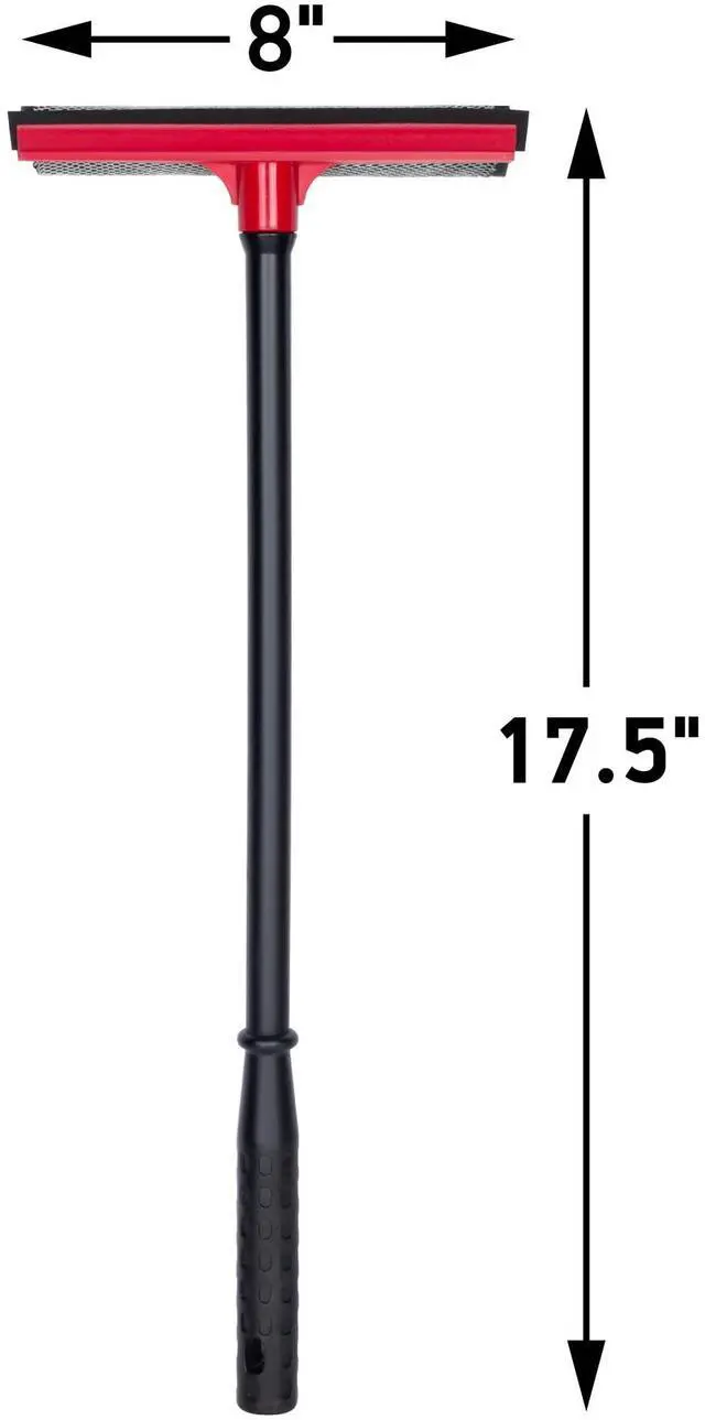 Alt view image 2 of 6 - Window Squeegee for Car Windows, 2-in-1 Window Cleaner for Car Windshield, Gas Station, Shower, and Glass | Auto Squeegee with 17.5" Handle, 8" Soft Rubber Blade & Highly Absorbent Sponge
