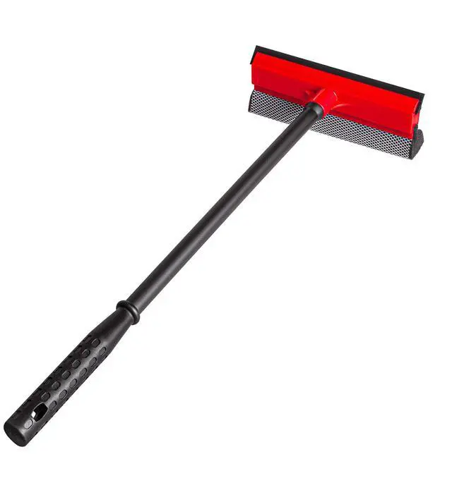 Main image of Window Squeegee for Car Windows, 2-in-1 Window Cleaner for Car Windshield, Gas Station, Shower, and Glass | Auto Squeegee with 17.5" Handle, 8" Soft Rubber Blade & Highly Absorbent Sponge