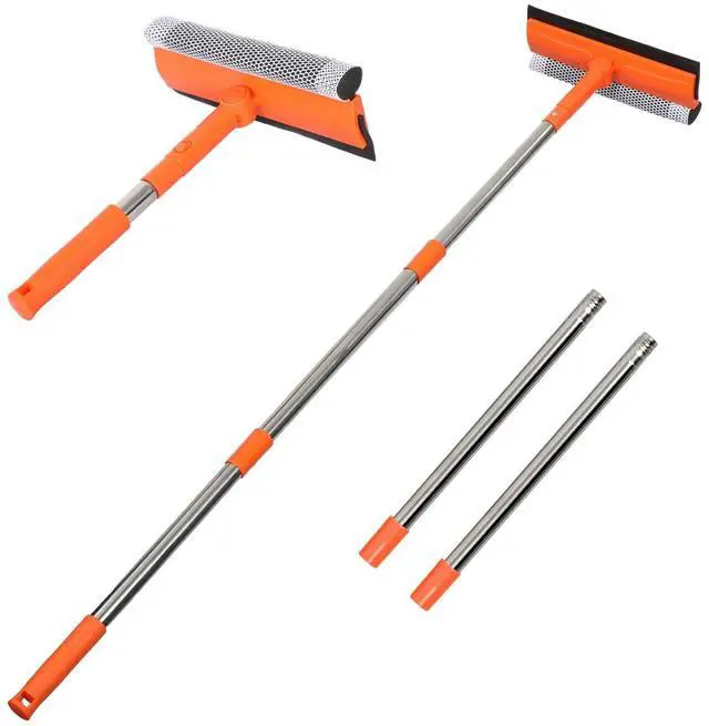 Main image of Professional Window Squeegee,2 in 1 Squeegee Window Cleaner with Long Stainless Steel Handle,Sponge Car Window Squeegee for Gas Station, Glass,Shower (Sponge Style)