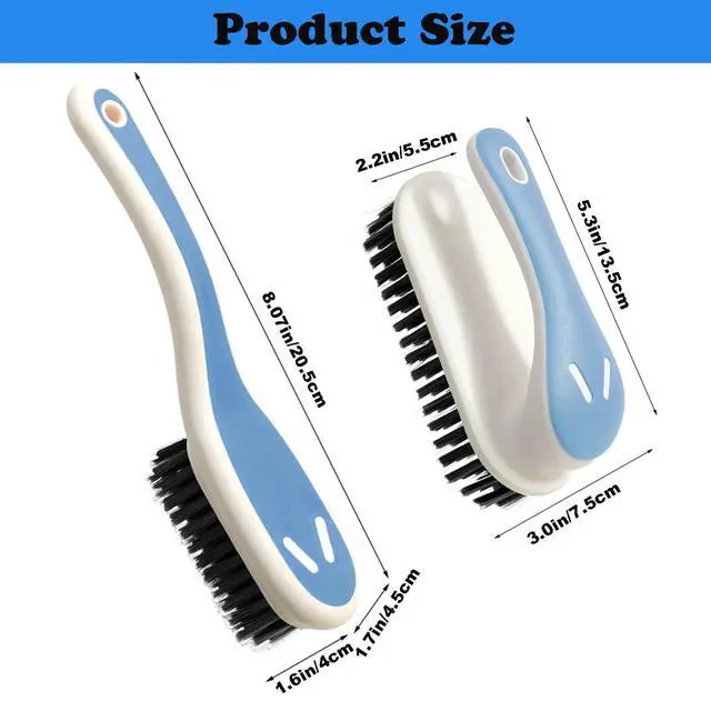 Alt view image 2 of 7 - Soft Bristle Scrub Cleaning Brush Stain Remover Brush Fabric Cleaning Brush Laundry Brush Small Scrub Brush Cleaner Household Cleaning Brushes for Carpet, Clothes, Bathroom,Sneaker-2 Pack (Blue)