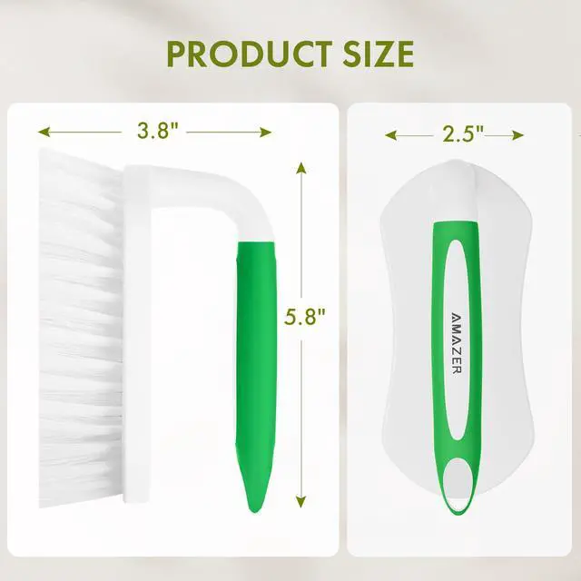 Alt view image 3 of 7 - Scrub Brush for Cleaning Comfort Grip Shower Scrubber Stiff Bristles with Handle Heavy Duty Cleaner Brush for Tub Sink Carpet Floor - Pack of 2 (Green+Green)