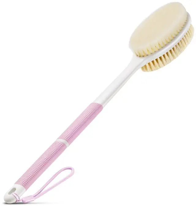Main image of Body Scrubber Anti Slip for Shower,Shower Brush Long Handle with Stiff and Soft Bristles,Body Wash Exfoliating Back Scrubber for Bath or Dry Brushing Body Brush(Pink)