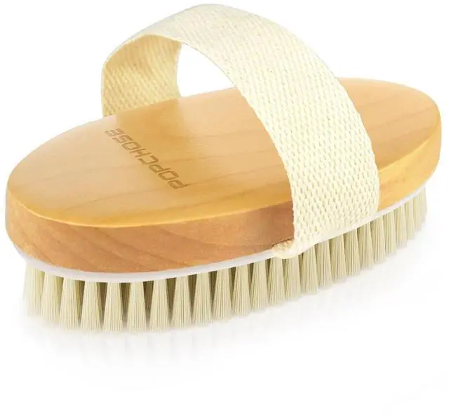 Main image of Dry Brushing Body Brush, Natural Bristle Dry Skin Exfoliating Brush Body Scrub for Flawless Skin, Cellulite Reduction, Lymphatic Drainage and Blood Circulation Improvement