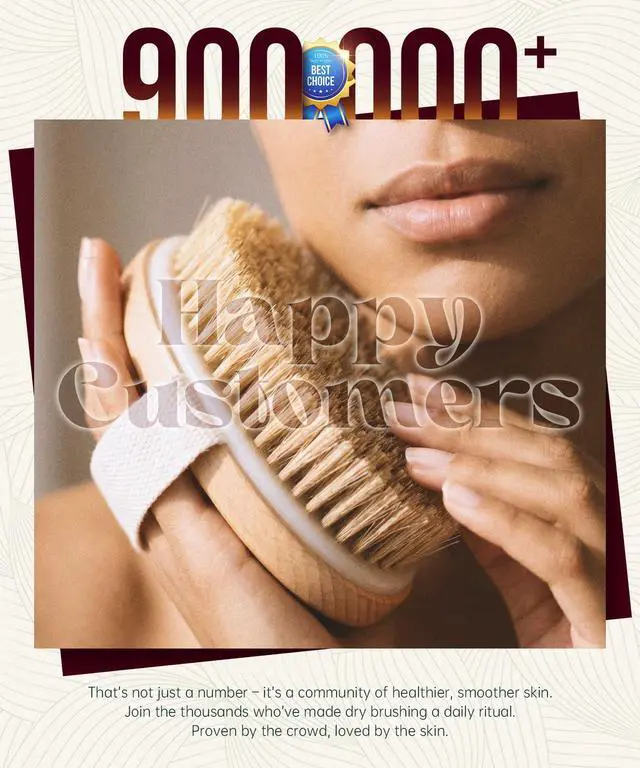 Alt view image 7 of 7 - Dry Brushing Body Brush, Natural Bristle Dry Skin Exfoliating Brush Body Scrub for Flawless Skin, Cellulite Reduction, Lymphatic Drainage and Blood Circulation Improvement