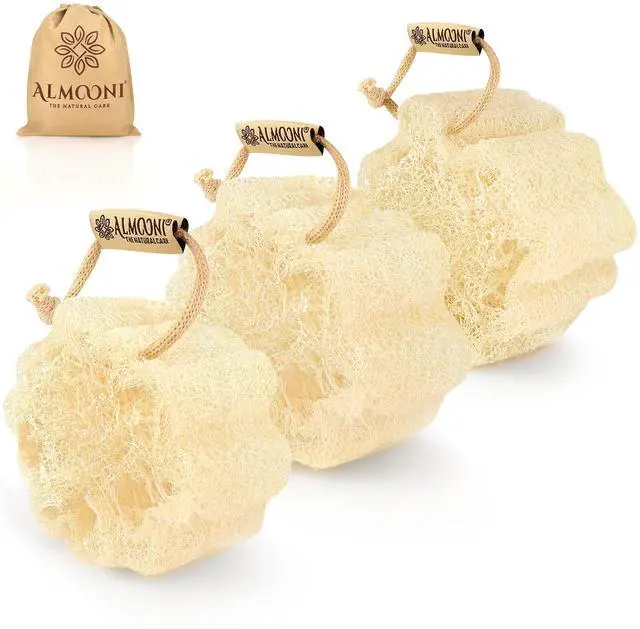 Main image of Mini Natural Loofah Sponge - Real Egyptian Shower Exfoliating Loofah - Small Loofah Scrubber for The Perfect Grip - 3 Count(1 Pack)