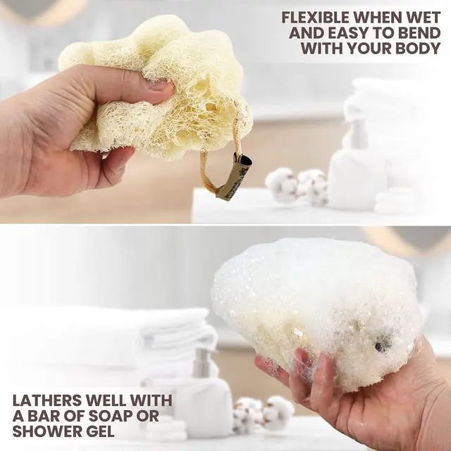 Alt view image 3 of 7 - Mini Natural Loofah Sponge - Real Egyptian Shower Exfoliating Loofah - Small Loofah Scrubber for The Perfect Grip - 3 Count(1 Pack)