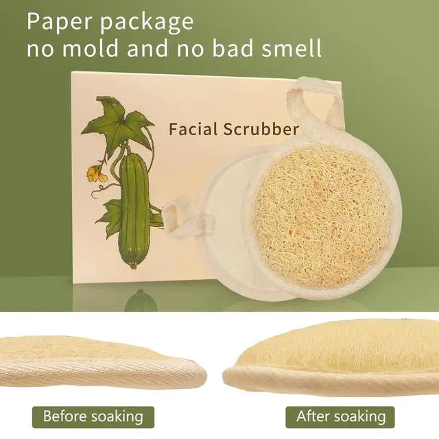 Alt view image 6 of 6 - Natural Loofah Face Scrubber (4Pack),Exfoliating Facial Scrub Pads Made from Organic Luffa for Women and Men