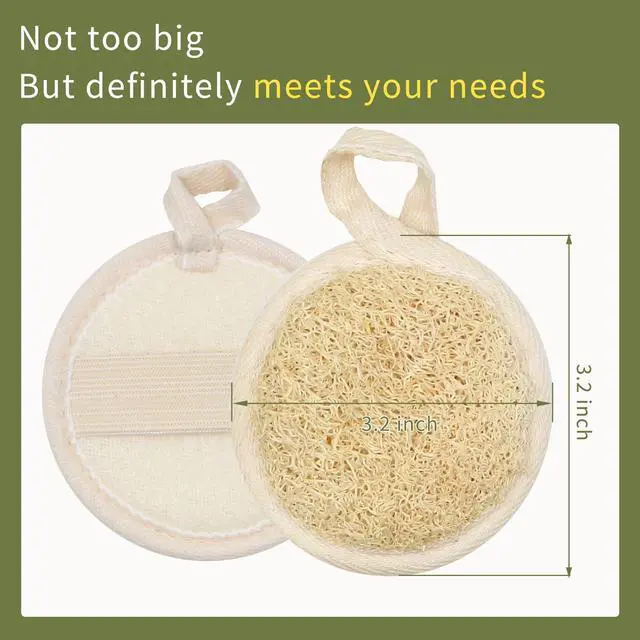 Alt view image 3 of 6 - Natural Loofah Face Scrubber (4Pack),Exfoliating Facial Scrub Pads Made from Organic Luffa for Women and Men