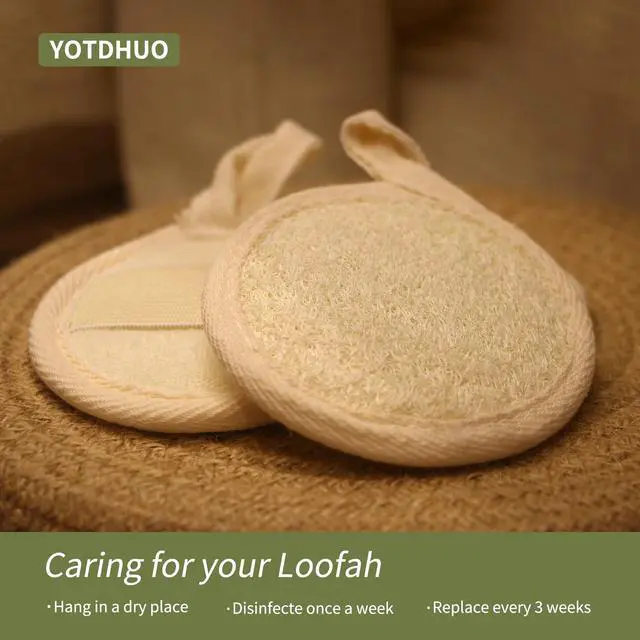 Alt view image 4 of 6 - Natural Loofah Face Scrubber (4Pack),Exfoliating Facial Scrub Pads Made from Organic Luffa for Women and Men