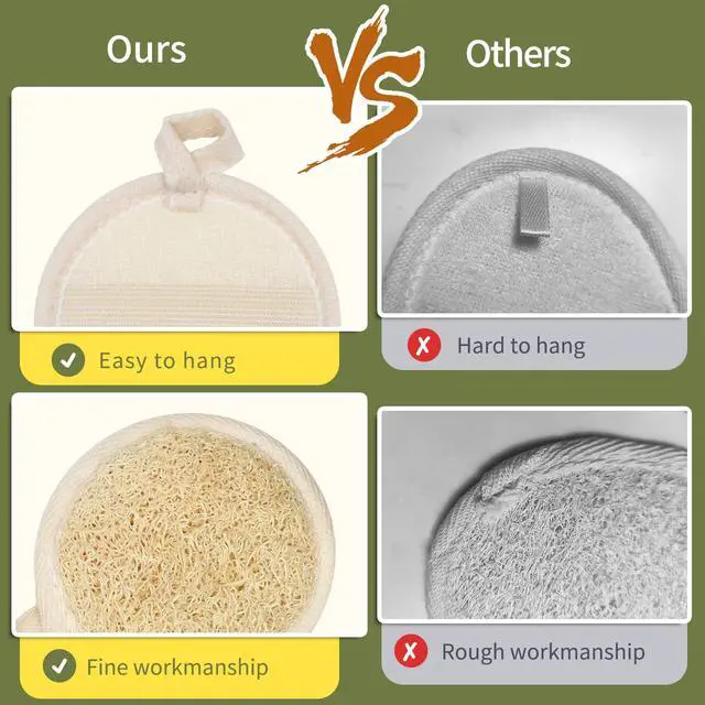 Alt view image 5 of 6 - Natural Loofah Face Scrubber (4Pack),Exfoliating Facial Scrub Pads Made from Organic Luffa for Women and Men