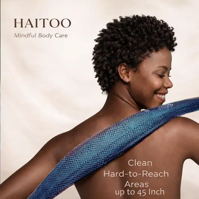 Alt view image 4 of 7 - African Net Sponge Authentic, 3 Pieces African Exfoliating Net Sponge Body Back Scrubber Exfoliating Washcloth for Shower Bath for All Types Skin (Purple+Pink+Olive Green, 3 Pcs)