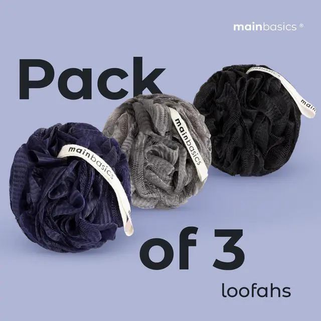 Alt view image 6 of 7 - Bath Shower Loofah Sponge Pouf Body Scrubber Exfoliator Body Wash Sponge (Set of 3, Black Ice)