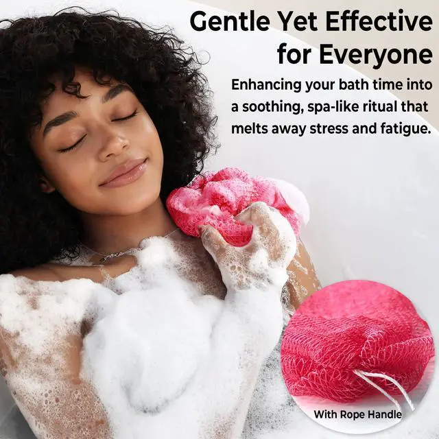 Alt view image 4 of 7 - African Net Sponge Authentic - 2 Pieces Exfoliating Body Scrubber Bath Sponge - Loofah Washcloth Back Scrub for Shower Body Exfoliator - Face & Skin Care Bathroom Essentials for Women