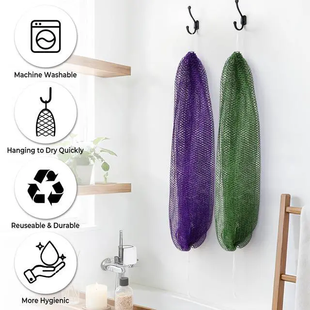 Alt view image 6 of 7 - African Net Sponge Authentic - 2 Pieces Exfoliating Body Scrubber Bath Sponge - Loofah Washcloth Back Scrub for Shower Body Exfoliator - Face & Skin Care Bathroom Essentials for Women
