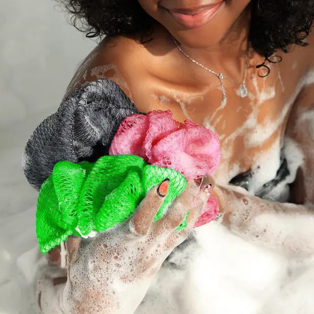 Alt view image 7 of 7 - African Net Sponge Authentic - 2 Pieces Exfoliating Body Scrubber Bath Sponge - Loofah Washcloth Back Scrub for Shower Body Exfoliator - Face & Skin Care Bathroom Essentials for Women