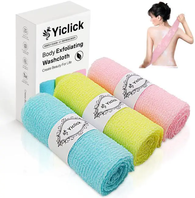 Main image of Exfoliating Washcloth Towel, Exfoliating Body Scrubber, Back Scrubber for Shower Bath Washer, Japanese Exfoliating Wash Cloth, Korean Body Scrubber Exfoliator, Body Scrub Loofah Luffa Colors