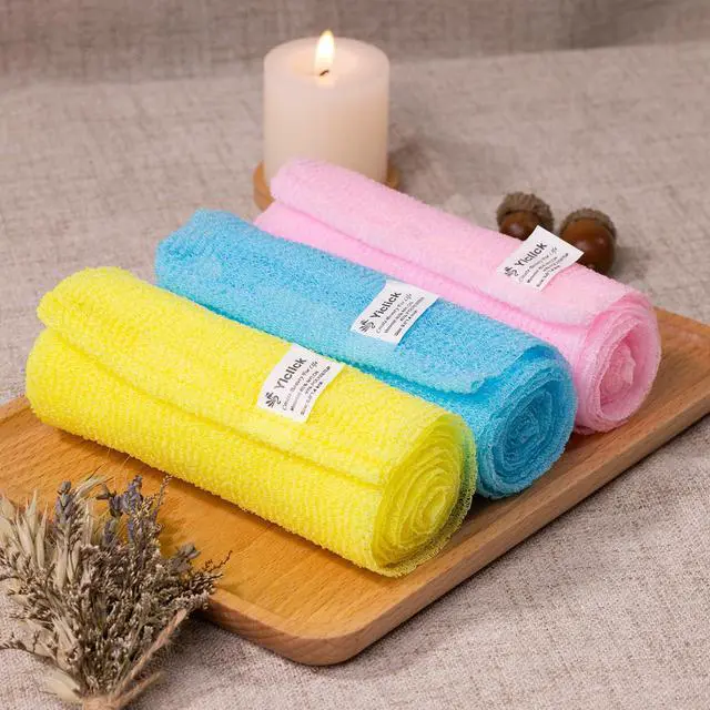 Alt view image 2 of 7 - Exfoliating Washcloth Towel, Exfoliating Body Scrubber, Back Scrubber for Shower Bath Washer, Japanese Exfoliating Wash Cloth, Korean Body Scrubber Exfoliator, Body Scrub Loofah Luffa Colors