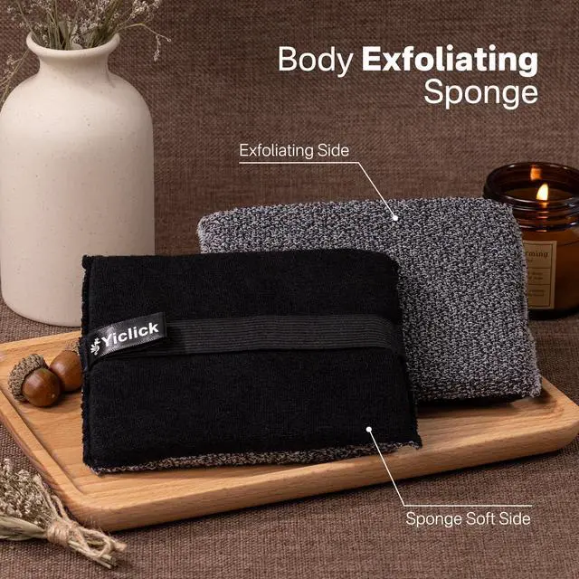 Alt view image 2 of 7 - Exfoliating Body Scrubber (2 Pack), Body Scrubber Exfoliator, Exfoliating Sponge for Shower Bath, Shower Loofah Luffa Lufa with Handle for Men Women, Dead Skin Exfoliator for Body Scrub