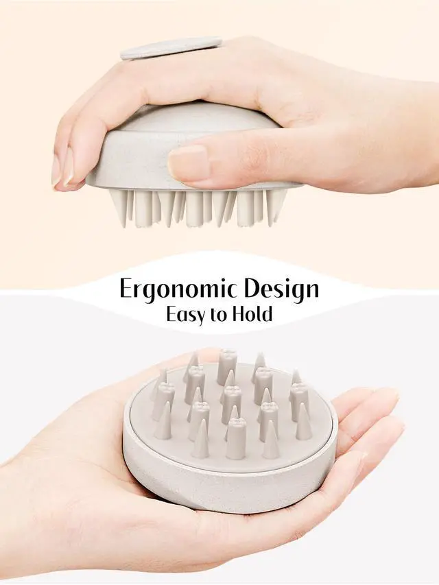 Alt view image 3 of 7 - Hair Scalp Massager for Hair Growth, Shampoo Brush, Scalp Scrubber Exfoliator with Soft Silicone Bristles for Dandruff Removal to Relieve Stress, Wet Dry Use Updated Material, Beige