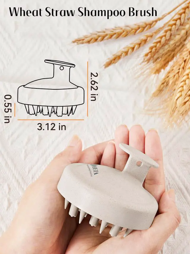 Alt view image 5 of 7 - Hair Scalp Massager for Hair Growth, Shampoo Brush, Scalp Scrubber Exfoliator with Soft Silicone Bristles for Dandruff Removal to Relieve Stress, Wet Dry Use Updated Material, Beige
