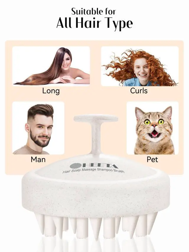 Alt view image 7 of 7 - Hair Scalp Massager for Hair Growth, Shampoo Brush, Scalp Scrubber Exfoliator with Soft Silicone Bristles for Dandruff Removal to Relieve Stress, Wet Dry Use Updated Material, Beige