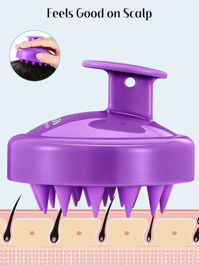 Alt view image 3 of 7 - Scalp Massager Hair Growth 2-Pack, Soft Silicone Scalp Scrubber Shampoo Brush for Exfoliation Dandruff Removal Head Massage Stress Relax, Wet & Dry Use for Women Men Thick Thin Curly Hair Care