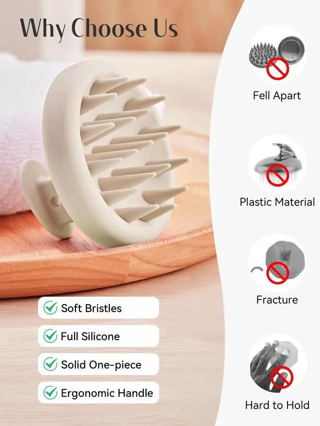Alt view image 4 of 7 - Scalp Massager Hair Growth, Scalp Scrubber with Soft Bristles, Integrated Silicone Design, Scalp Exfoliator for Dandruff Removal & Relax Scalp, Shampoo Brush Fit Wet Dry Hair Use, Oatmeal