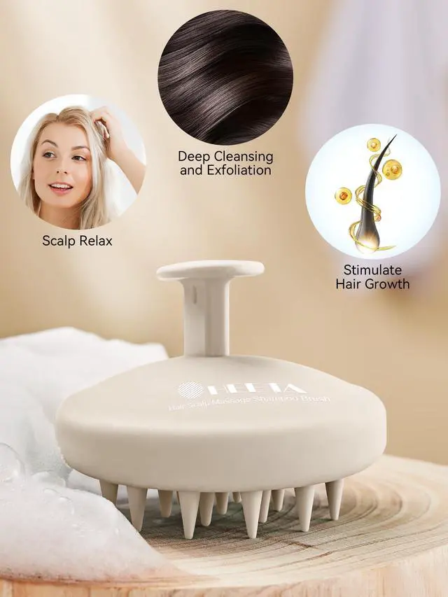 Alt view image 5 of 7 - Scalp Massager Hair Growth, Scalp Scrubber with Soft Bristles, Integrated Silicone Design, Scalp Exfoliator for Dandruff Removal & Relax Scalp, Shampoo Brush Fit Wet Dry Hair Use, Oatmeal