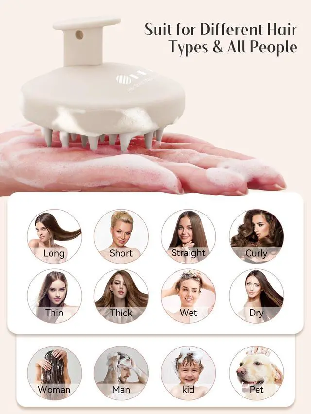 Alt view image 7 of 7 - Scalp Massager Hair Growth, Scalp Scrubber with Soft Bristles, Integrated Silicone Design, Scalp Exfoliator for Dandruff Removal & Relax Scalp, Shampoo Brush Fit Wet Dry Hair Use, Oatmeal