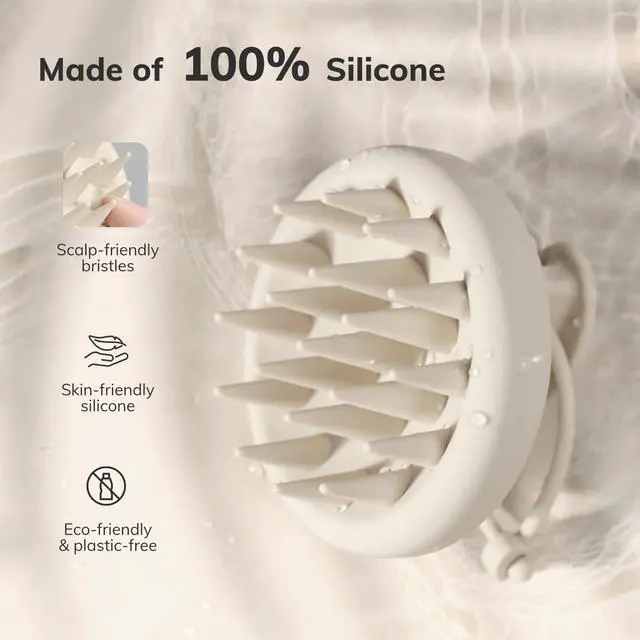 Alt view image 2 of 7 - Silicone Scalp Massager Shampoo Brush, Hair Scrubber with Soft Silicone Bristles, Scalp Scrubber/Exfoliator for Dandruff Removal, Wet Dry Scalp Brush for Hair Growth & Scalp Care, Oatmeal