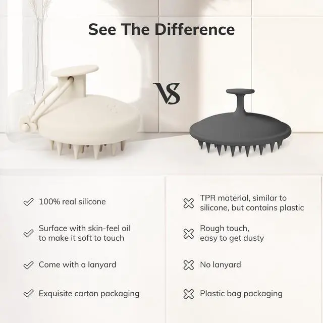 Alt view image 3 of 7 - Silicone Scalp Massager Shampoo Brush, Hair Scrubber with Soft Silicone Bristles, Scalp Scrubber/Exfoliator for Dandruff Removal, Wet Dry Scalp Brush for Hair Growth & Scalp Care, Oatmeal