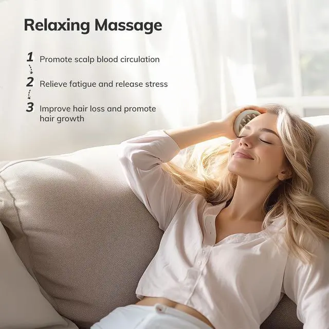 Alt view image 6 of 7 - Silicone Scalp Massager Shampoo Brush, Hair Scrubber with Soft Silicone Bristles, Scalp Scrubber/Exfoliator for Dandruff Removal, Wet Dry Scalp Brush for Hair Growth & Scalp Care, Oatmeal