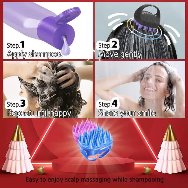 Alt view image 6 of 7 - 2-Pack Scalp Massager Shampoo Brush, Ultra Soft Silicone Scalp Scrubber Exfoliator Brush for Hair Growth & Dandruff Removal - 100% Fit All Hair Types