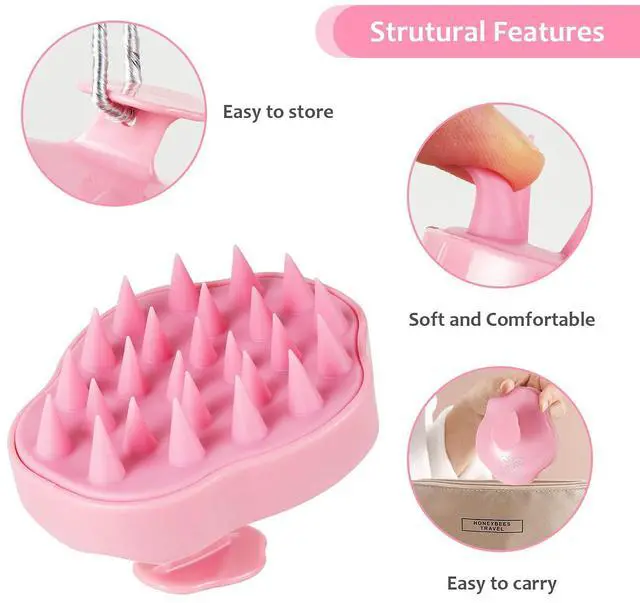 Alt view image 2 of 7 - Soft Silicone Hair Scalp Massager Shampoo Brush for Wet Dry Oily Curly Straight Thick Thin Rough Long Short Natural Men Women Kids Pets Hair Care ToolsPink