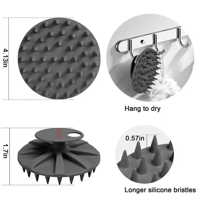 Alt view image 2 of 7 - One-piece Silicone Scalp Massager Shampoo Brush Hair Wash Scrubber, Black
